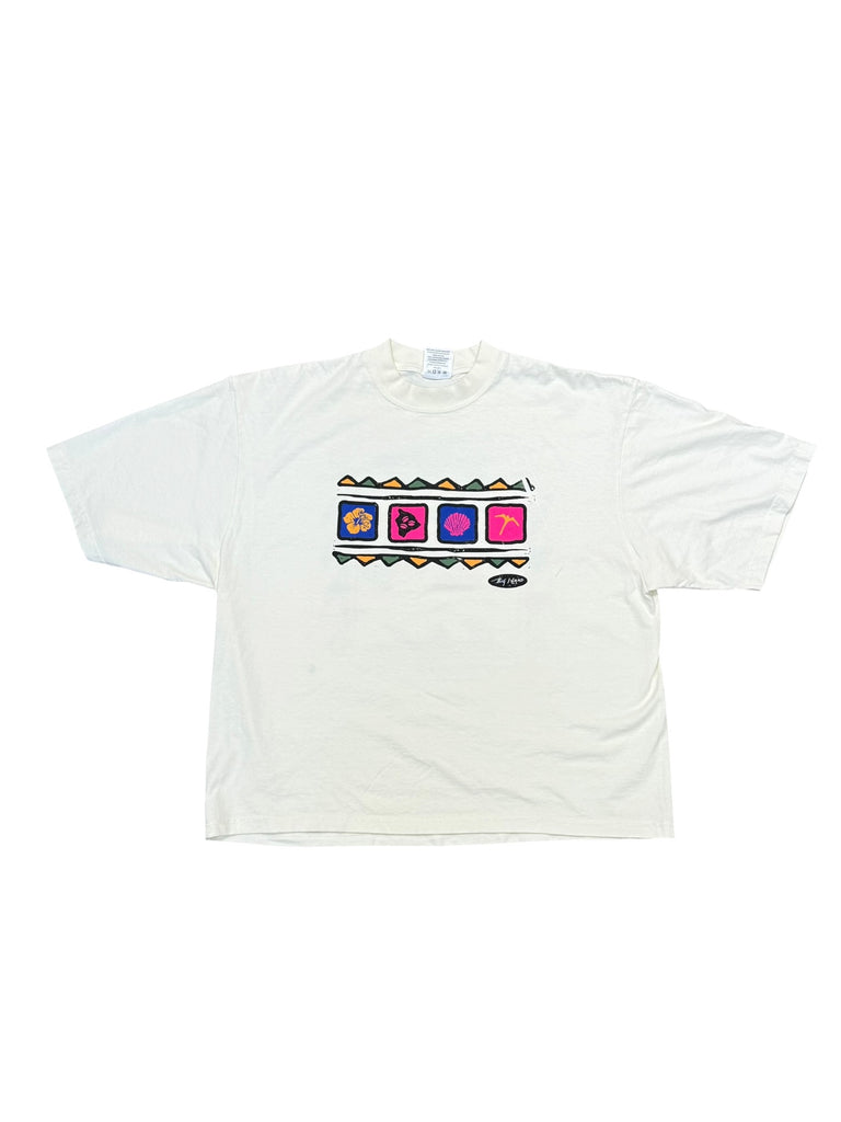 Soft White Oversized Vintage Island Tee